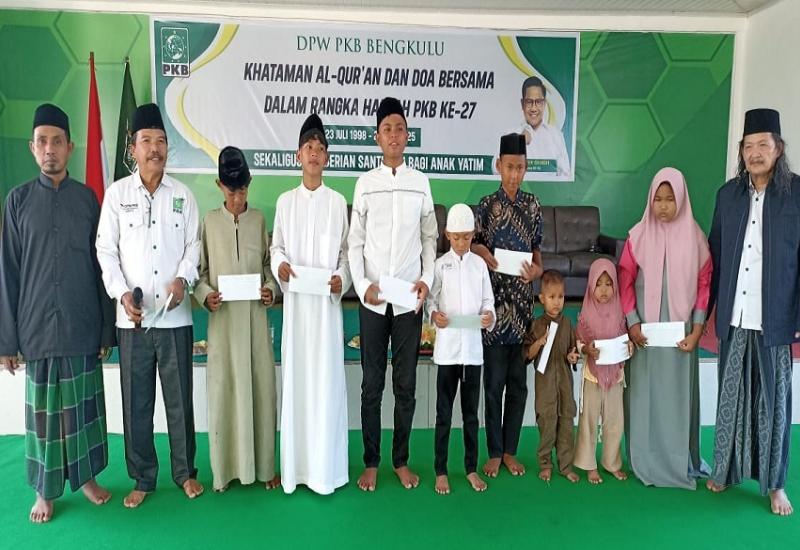 Harlah Ke-27 PKB, DPW PKB Provinsi Bengkulu Gelar Istighosah dan Santuni Anak Yatim