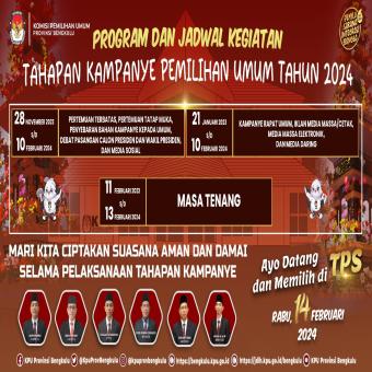 KPU Provinsi Bengkulu (Tahapan Kampanye Pemilu 2024) KPU Provinsi Bengkulu (Tahapan Kampanye Pemilu 2024)